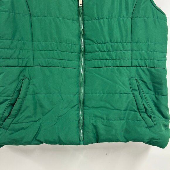 0416 NY&C Green Puffer Vest Quilted Zip-Up Sleeveless Jacket • Winter Layering - Picture 2 of 10